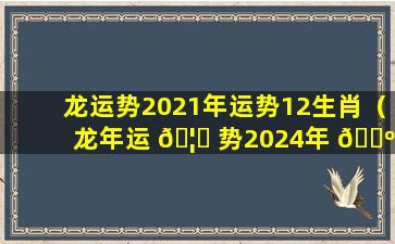 龙运势2021年运势12生肖（龙年运 🦆 势2024年 🌺 运势12生肖运势）